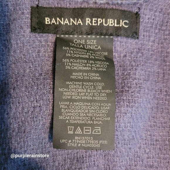 Banana Republic Cashmere Blend Fringe Blanket Wrap Karen Plaid Purple Black - Picture 4 of 8